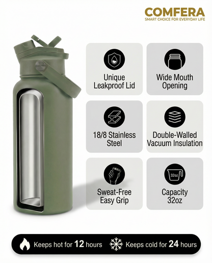 2-in-1 Stainless Steel Insulated Drink Bottle