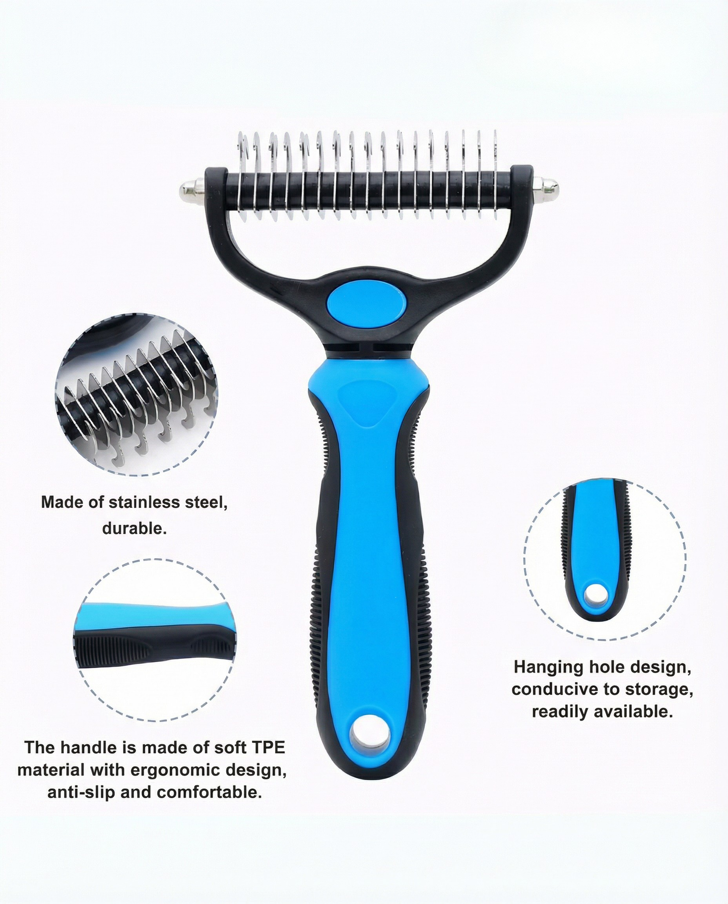 🐾 Double-Sided Pet Grooming Brush – Deshedding & Dematting Tool