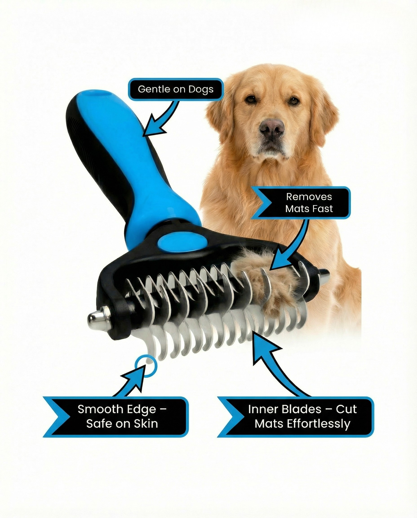 🐾 Double-Sided Pet Grooming Brush – Deshedding & Dematting Tool