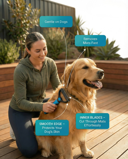🐾 Double-Sided Pet Grooming Brush – Deshedding & Dematting Tool