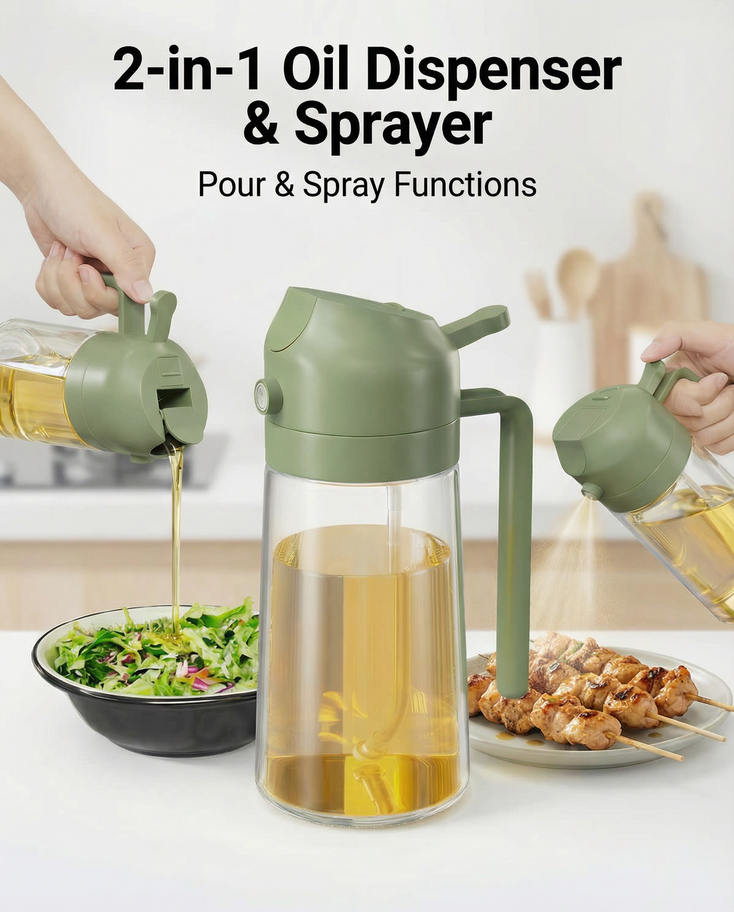 2-in-1 Olive Oil Spray & Dispenser Bottle