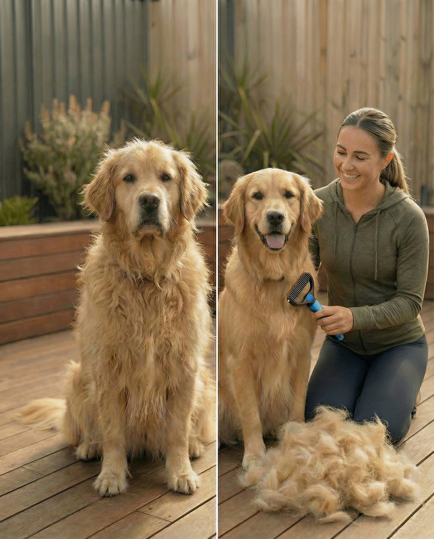 🐾 Double-Sided Pet Grooming Brush – Deshedding & Dematting Tool