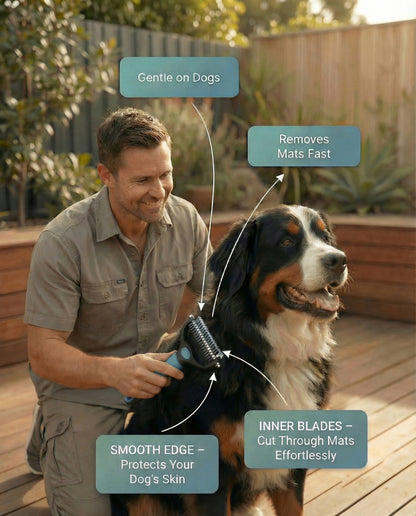🐾 Double-Sided Pet Grooming Brush – Deshedding & Dematting Tool
